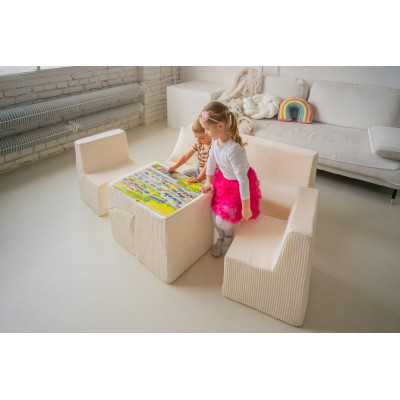 Soft Foam Furniture Set: 2xChair+Sofa+Coach for Kids, Children,Comfy, Relax,Play, corduroy fabric Soft Foam Furniture Set: 2xChair+Sofa+Coach for Kids, Children,Comfy, Relax,Play, corduroy fabric